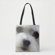Schattigee Maltese Dog Face Full Print Canvas tas