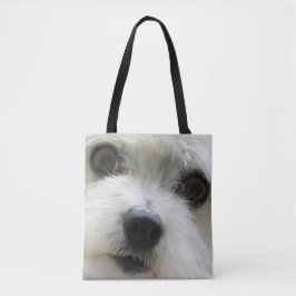 Schattigee Maltese Dog Face Full Print Canvas tas