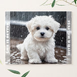 Schattigee Maltese Dog Puppy Herfst Rain Custom Na Legpuzzel<br><div class="desc">Schattigee legpuzzel met een schattige waterverf Maltese puppy in de regen. Maakt een leuke gepersonaliseerde kous stuffer of verjaardagscadeau voor kinderen en alle hondenliefhebbers. Wordt geleverd met een kartonnen carry-hoesje met een puzzel afbeelding gedrukt op het deksel! Personaliseer de tekst eenvoudig of laat deze leeg. - Kate Eden Art</div>
