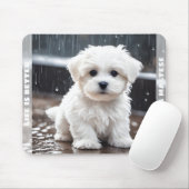 Schattigee Maltese Dog Puppy Herfst Rain Custom Na Muismat (Met muis)