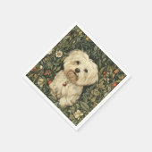 Schattigee Maltese hond in een William Morris Styl Servet (Hoek)
