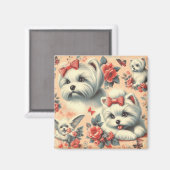 Schattigee Maltese hond Magneet (Voorkant / Achterkant)