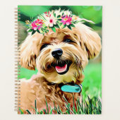 Schattigee Maltese Hond met bloemkunst Planner (Voorkant)