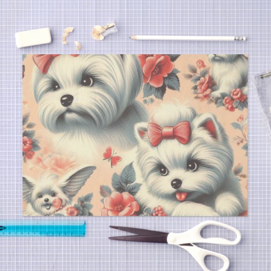  Schattigee Maltese hond Tissuepapier (Craft)