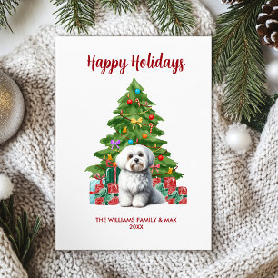 Schattigee Maltese hondenfamilie Kerst Feestdagenkaart