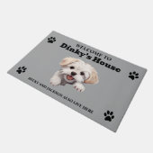 Schattigee Maltese hondenfoto Deurmat (Schuin)