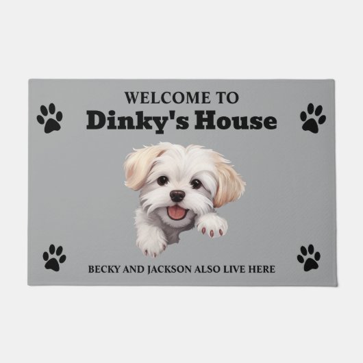 Schattigee Maltese hondenfoto Deurmat (Voorkant)