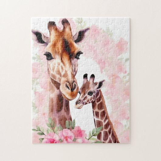 Schattigee mama & Baby giraffe Legpuzzel (Verticaal)