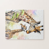 Schattigee mama & Baby giraffe Legpuzzel (Horizontaal)