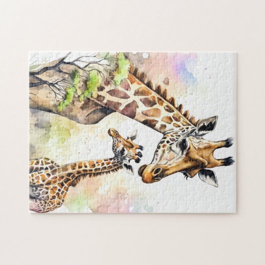 Schattigee mama & Baby giraffe Legpuzzel (Horizontaal)