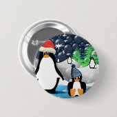 Schattigee Mama & Baby Santa Pinguïns Ronde Button 5,7 Cm (Voorkant /achterkant)
