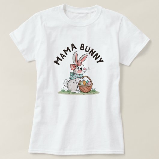 Schattigee Mama Bunny Pasen; Familie Pasen T-shirt (Design voorkant)
