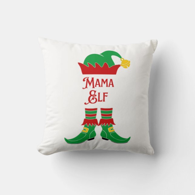 Schattigee Mama Elf Kerst Kussen (Voorkant)