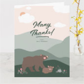 Schattigee Mama en Baby Beer Bergketen Dank U Kaart (Gele Bloem)