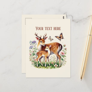 Schattigee mama en baby hert voeg je bericht toe briefkaart