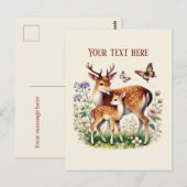 Schattigee mama en baby hert voeg je bericht toe briefkaart (Voorkant / Achterkant)