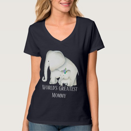 Schattigee mama en Baby olifant T-shirt (Voorkant)