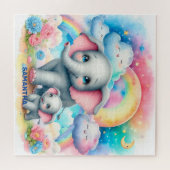 Schattigee mama en haar baby olifant puzzel legpuzzel (Horizontaal)