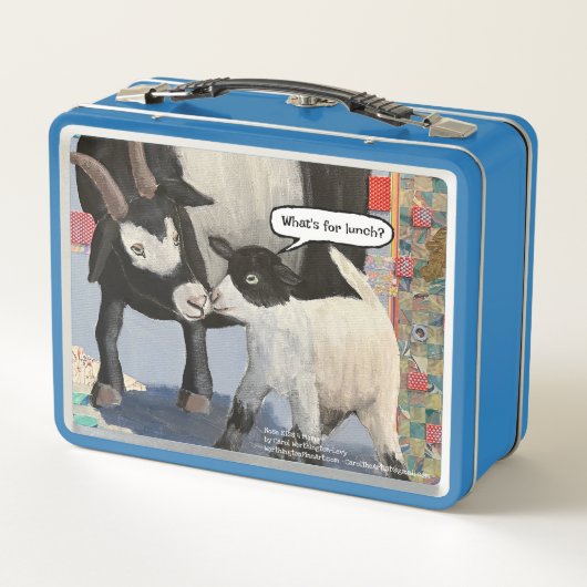Schattigee Mama Goats Art Metal Lunch Box (Achterkant)