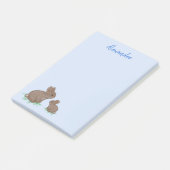 Schattigee mama met Baby Bunny in klaverblauw Post-it® Notes (Schuin)