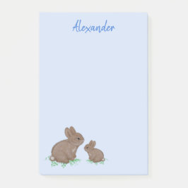 Schattigee mama met Baby Bunny in klaverblauw Post-it® Notes