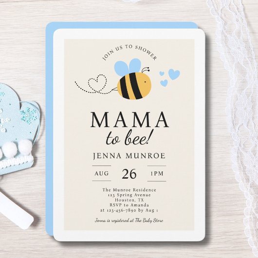 Schattigee mama om blauw Baby shower te zijn Kaart