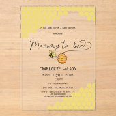 Schattigee mama om honingraat Baby shower zijn Acryl Uitnodigingen (Voorkant)