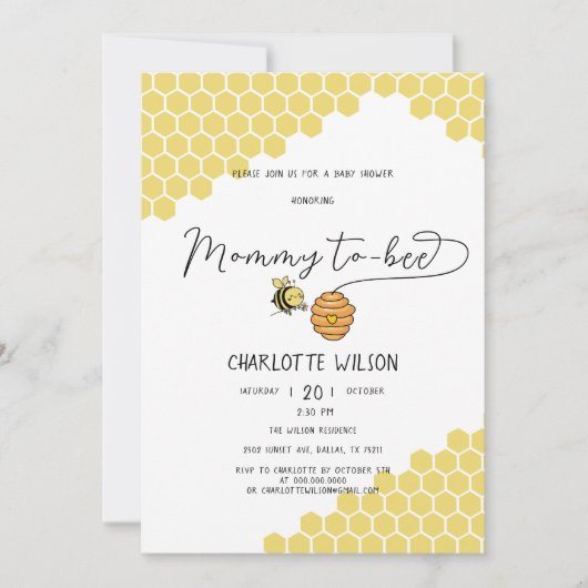 Schattigee mama om honingraat Baby shower zijn Kaart (Voorkant)