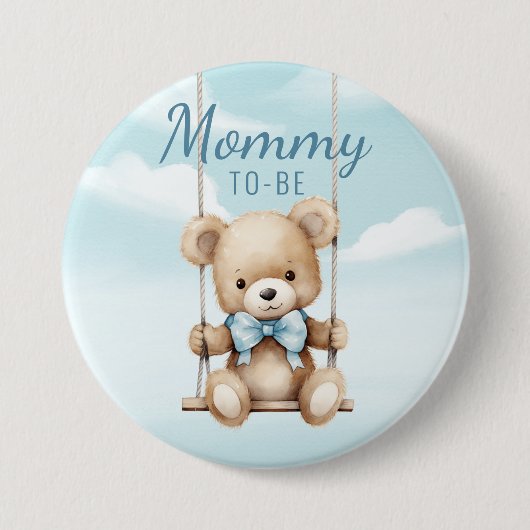 Schattigee mama om Teddy Bear Baby shower Button (Voorkant)