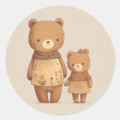 Schattigee mama teddybeer en Baby Beer. Mathers Da Ronde Sticker (Voorkant)