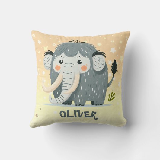 Schattigee mammoet gepersonaliseerd kussen (Achterkant)