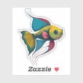 Schattigee man bèta vis Cartoon karakter Sticker (Vel)