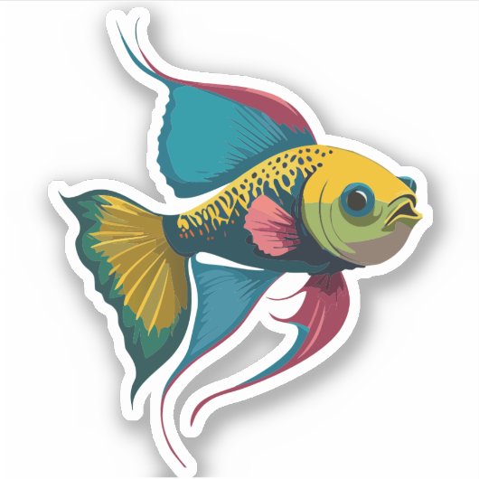 Schattigee man bèta vis Cartoon karakter Sticker (Voorkant)