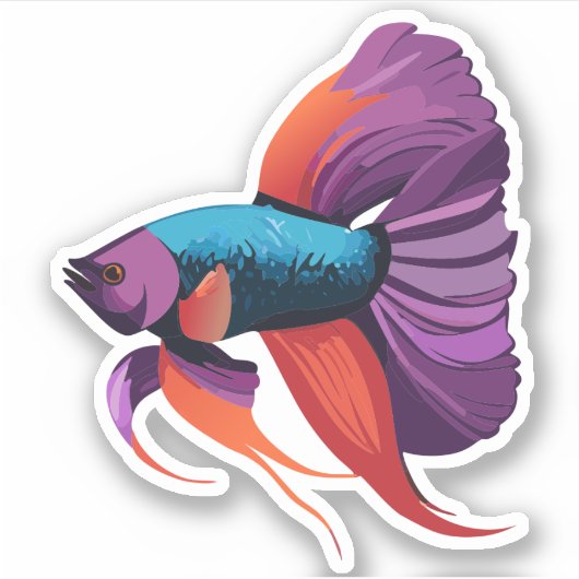 Schattigee man bèta vis Cartoon karakter Sticker (Voorkant)