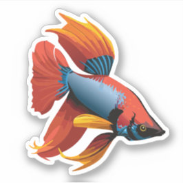 Schattigee man bèta vis Cartoon karakter Sticker