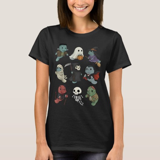 Schattigee Manatee Ghost Zombie Witch Halloween Ko T-shirt (Voorkant)