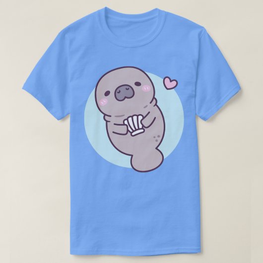 Schattigee Manatee Holding Seashell T-shirt (Design voorkant)