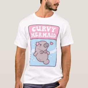 Schattigee Manatee in Seashell Bikini Curvy Mermai T-shirt