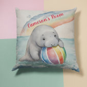 Schattigee Manatee Rainbow gepersonaliseerd Kussen