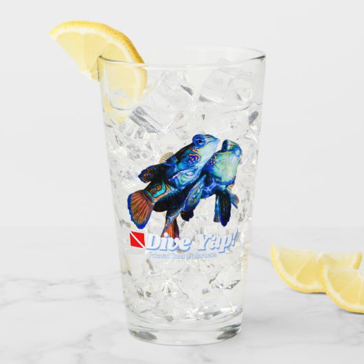 Schattigee mandarijn vis paar uitsparing glas (Voorkant ijs)