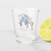 Schattigee mandarijn vis paar uitsparing shot glas (Achterkant)