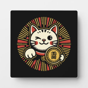 Schattigee  Maneki Neko Lucky Cat, Succes Geld Fotoplaat