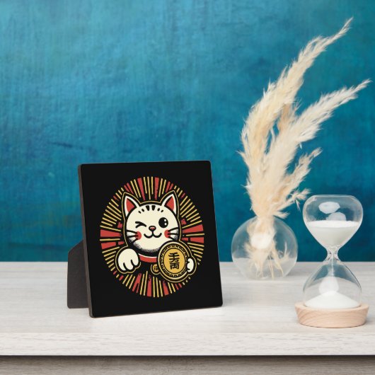 Schattigee  Maneki Neko Lucky Cat, Succes Geld Fotoplaat (Insitu)