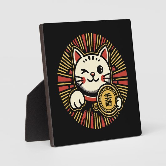 Schattigee  Maneki Neko Lucky Cat, Succes Geld Fotoplaat (Voorkant)