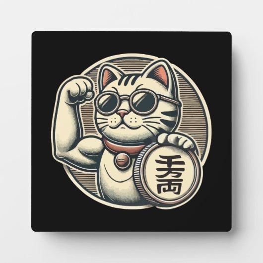 Schattigee  Maneki Neko Lucky Cat, Succes Geld Fotoplaat (Voorkant)