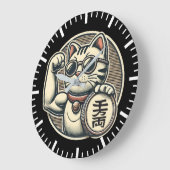 Schattigee  Maneki Neko Lucky Cat, Succes Geld Grote Klok (Hoek)