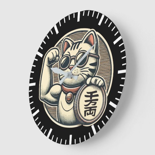 Schattigee  Maneki Neko Lucky Cat, Succes Geld Grote Klok (Hoek)