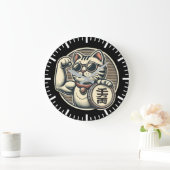 Schattigee  Maneki Neko Lucky Cat, Succes Geld Grote Klok (Huis)