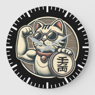 Schattigee  Maneki Neko Lucky Cat, Succes Geld Grote Klok