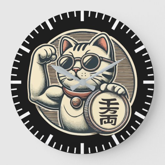 Schattigee  Maneki Neko Lucky Cat, Succes Geld Grote Klok (Voorkant)